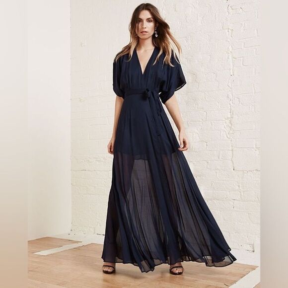 Reformation Winslow Maxi Blue Navy Dress Size S - Picture 7 of 12